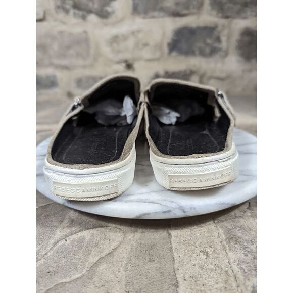 REBECCA Minkoff Sonia Taupe Tan Suede Mule Sneakers Size 9 Slip On Slides Studs - Picture 5 of 14